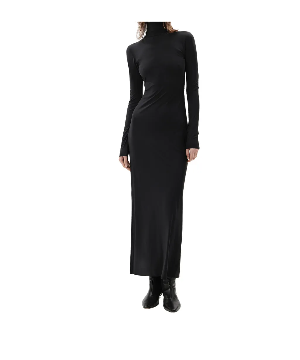 Jenna Roll-Neck Open-Back Dress