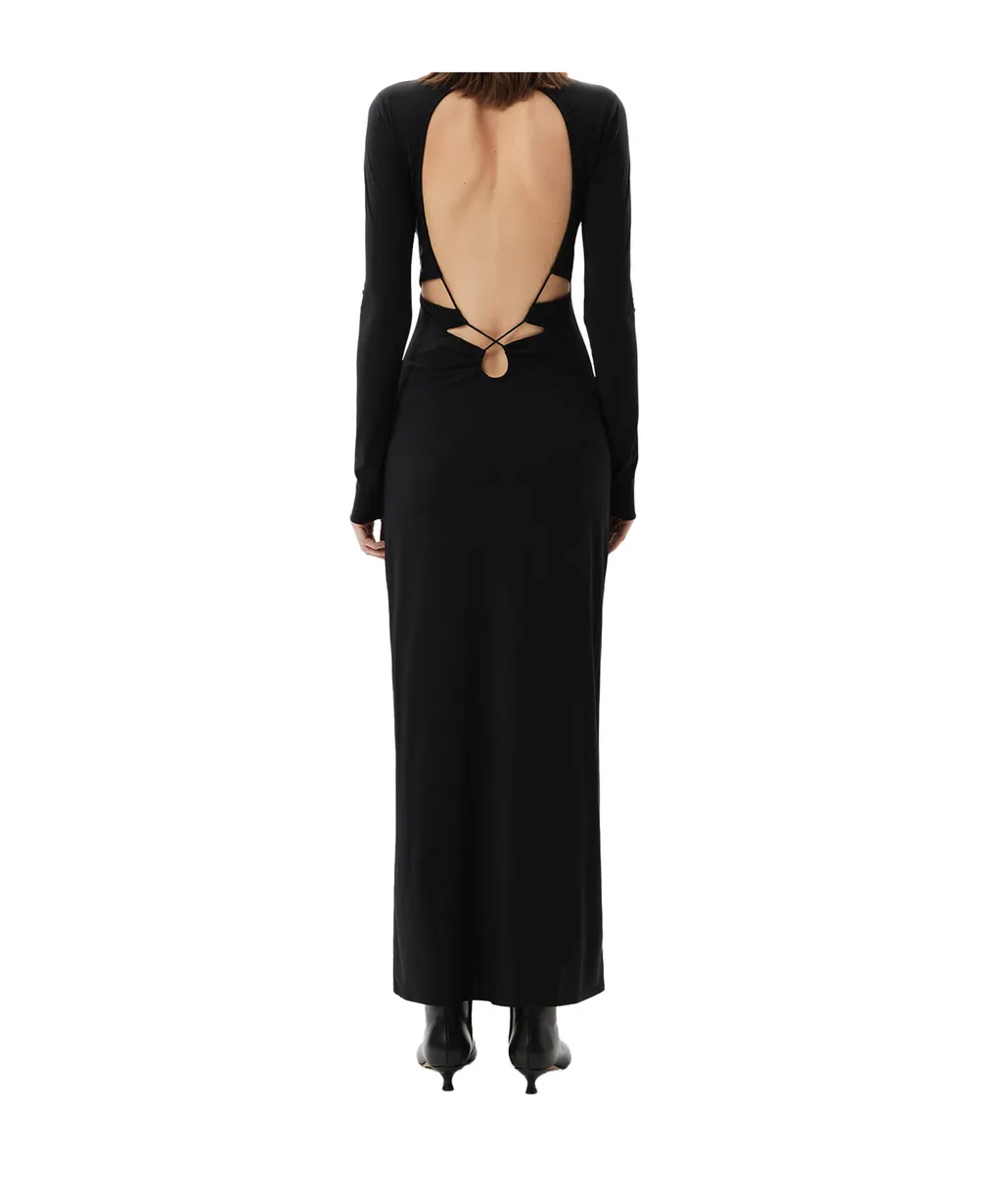 Jenna Roll-Neck Open-Back Dress