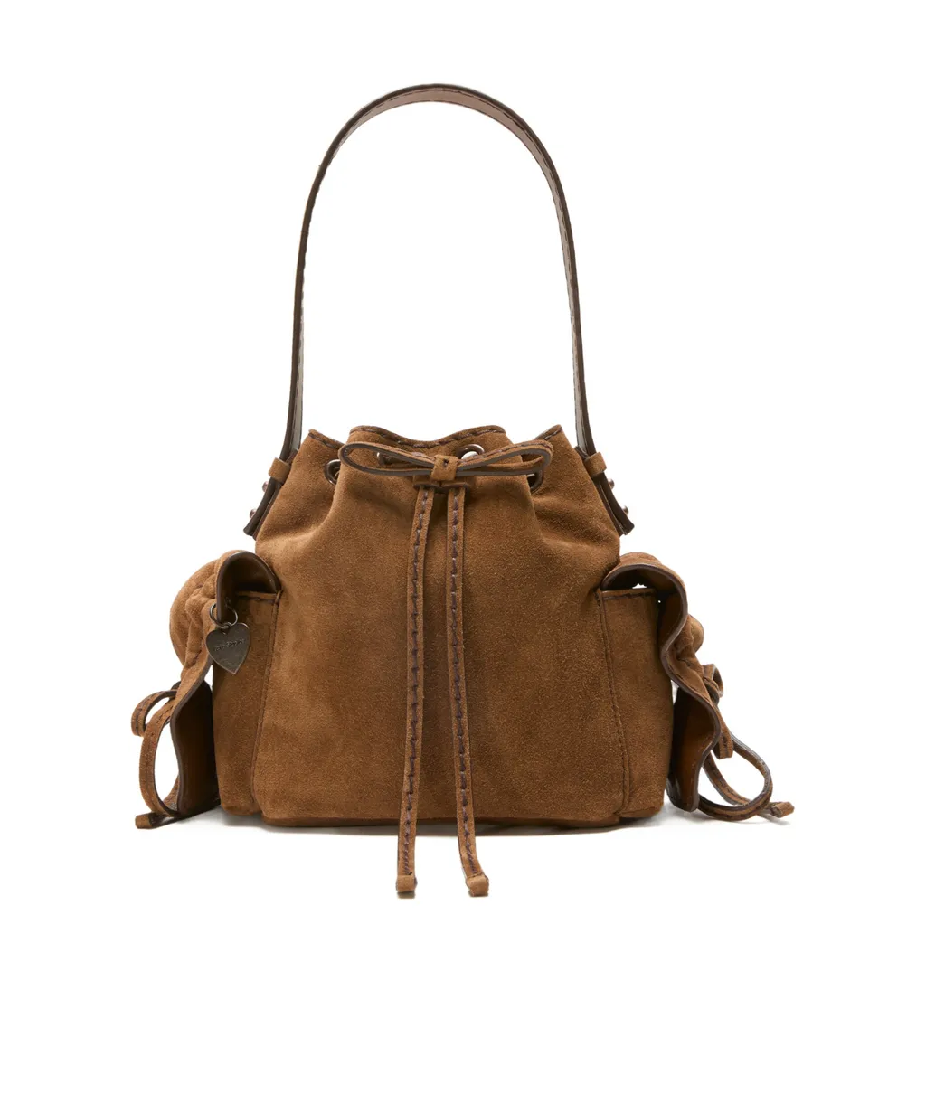 Mini Multipocket Suede Shoulder Bag