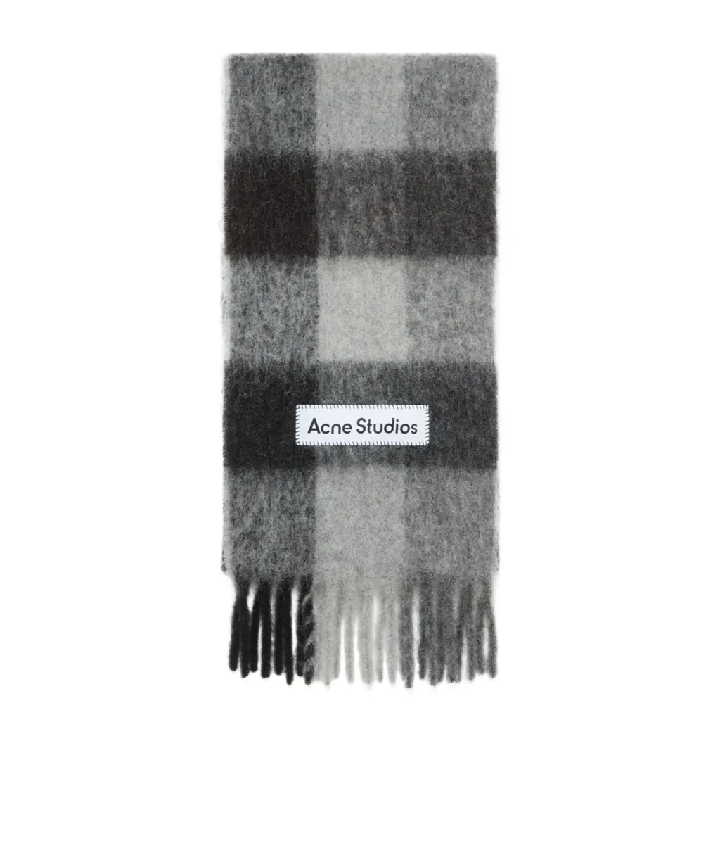 Logo Patch Checked Scarf