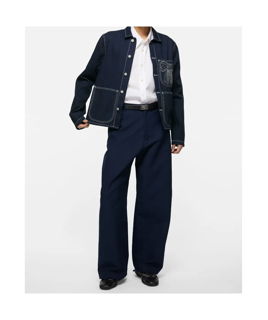 Bow-Embroidered Denim Jacket