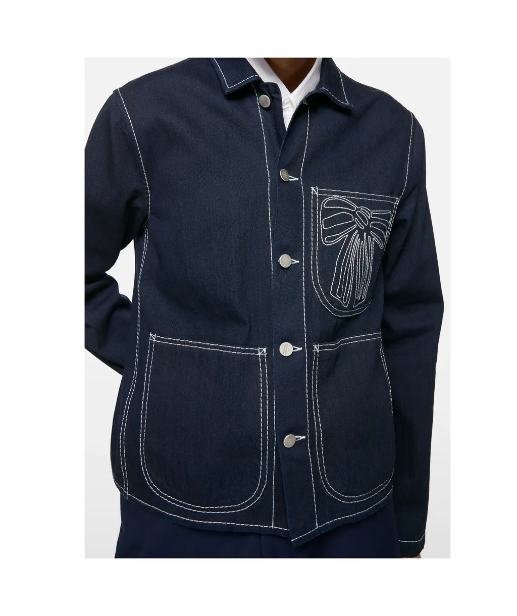 Bow-Embroidered Denim Jacket