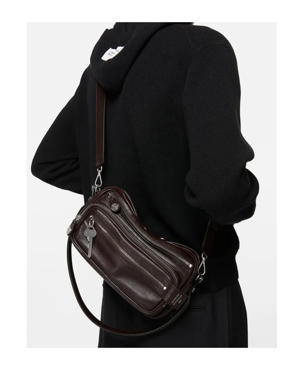 Camero Party Key-Charm Leather Shoulder Bag