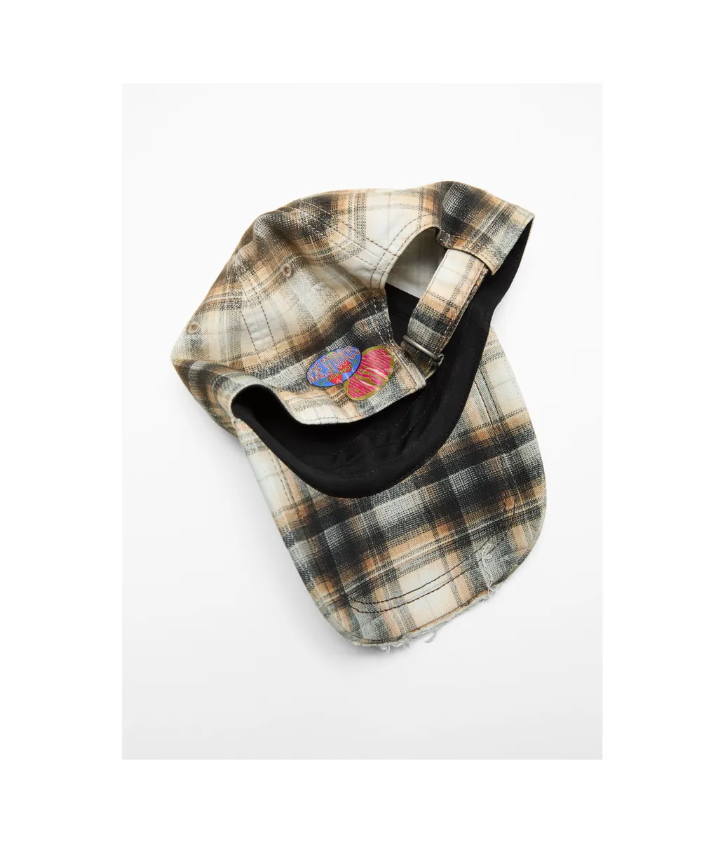 Logo Embroidered Checked Cap