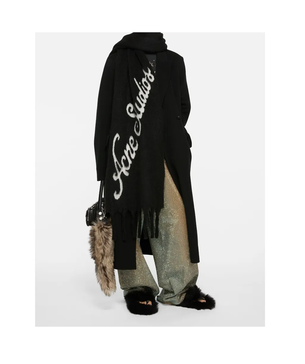 Logo-Detail Fringe Scarf