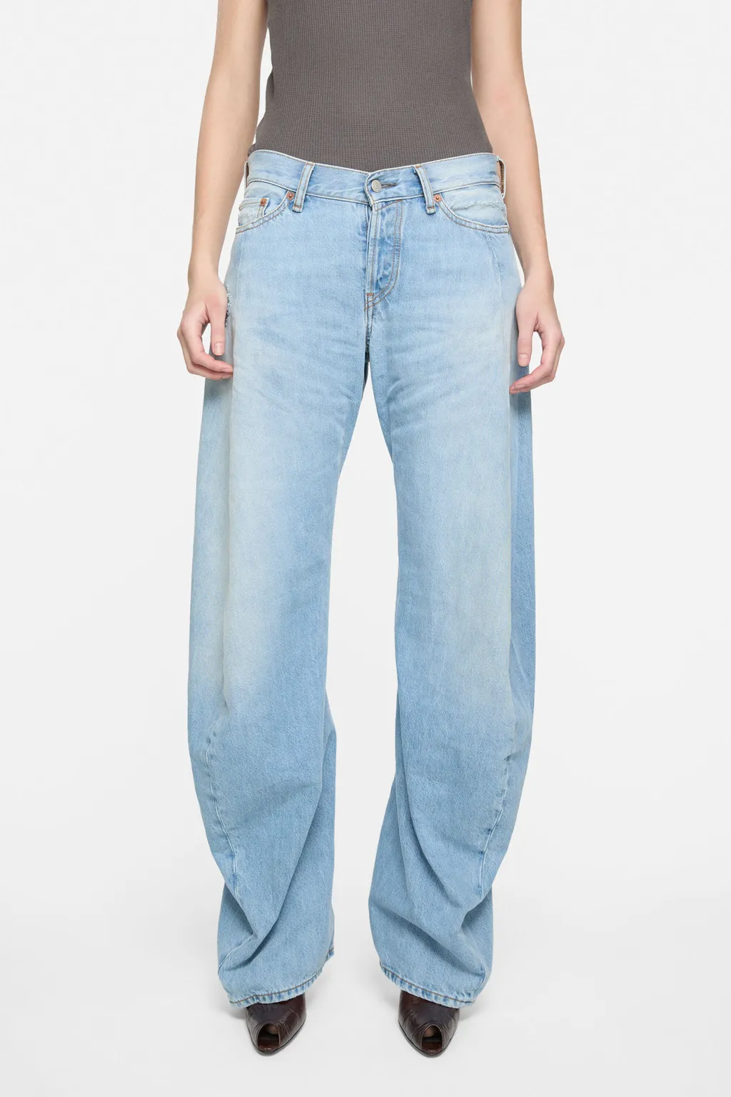 Denim Trousers With Belt Loops