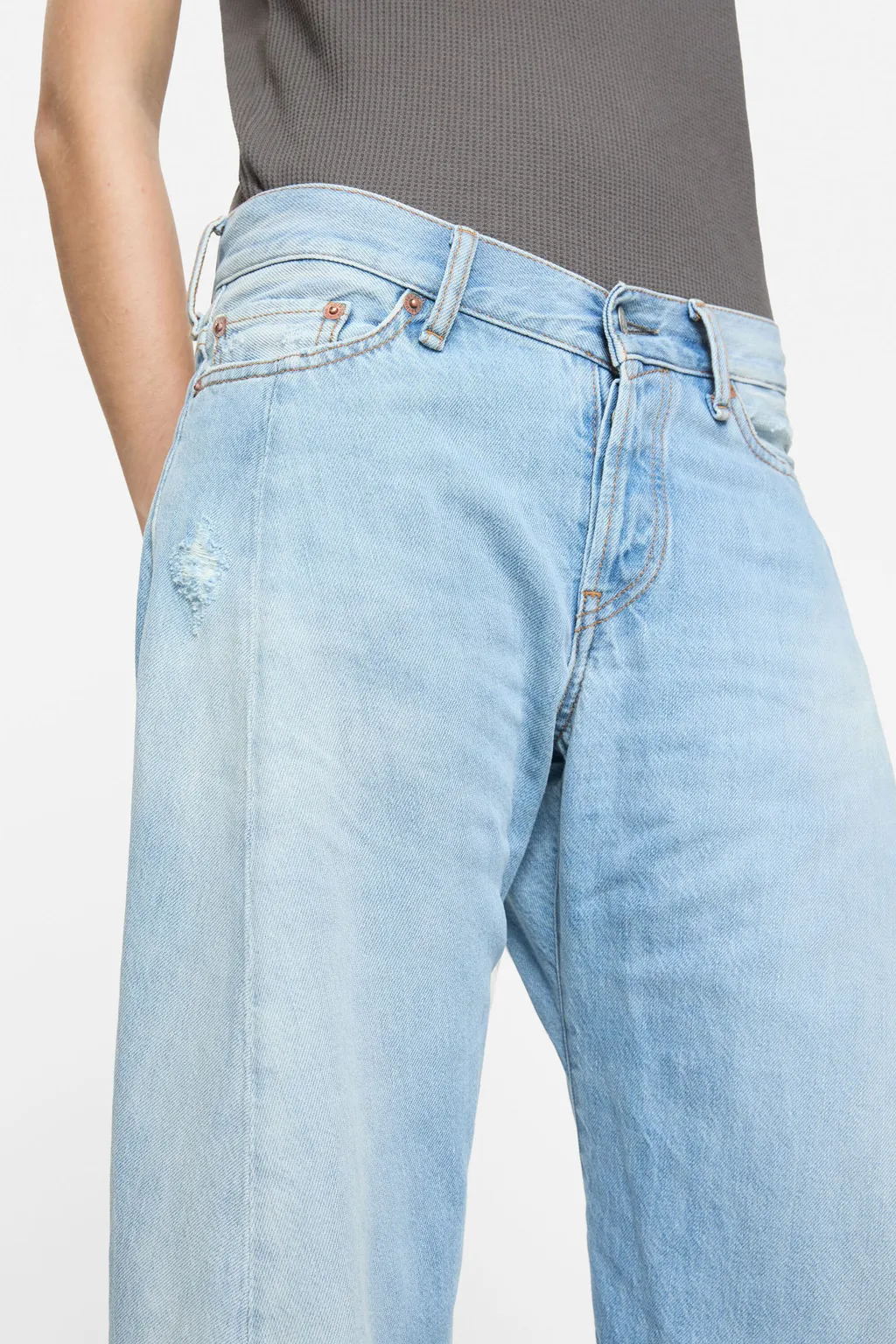 Denim Trousers With Belt Loops