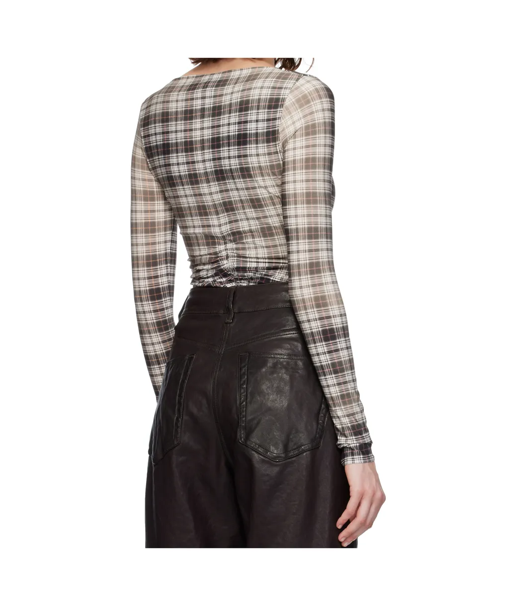 Check Patterned Ruched Top