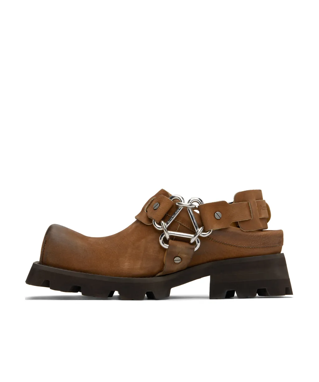 Buckled Square Toe Mules
