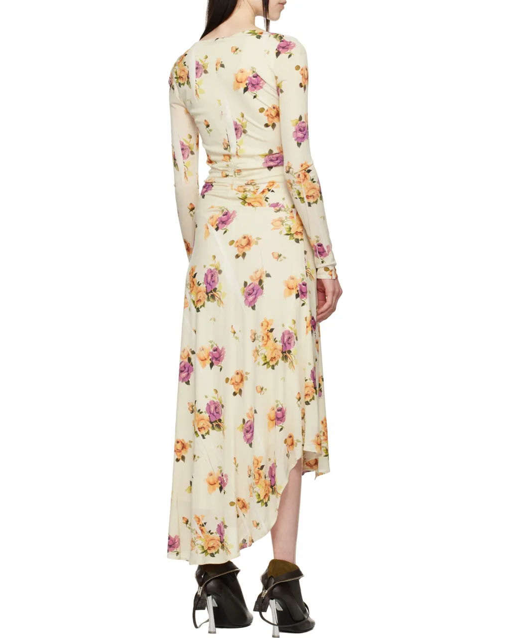 Floral-Printed Asymmetric Hem Dress