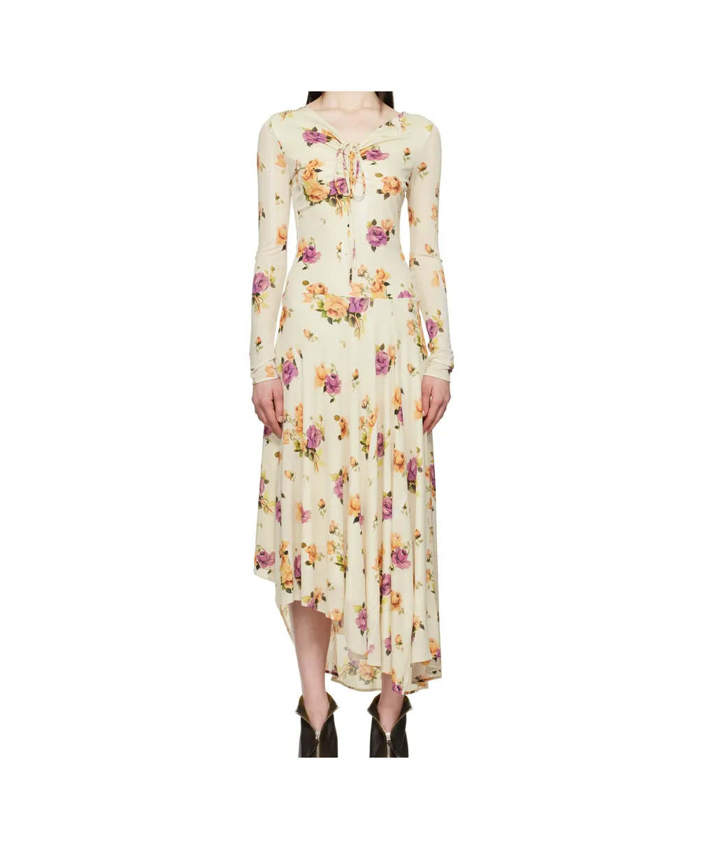 Floral-Printed Asymmetric Hem Dress