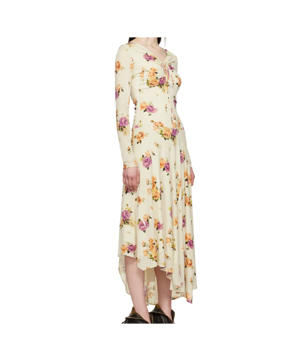 Floral-Printed Asymmetric Hem Dress