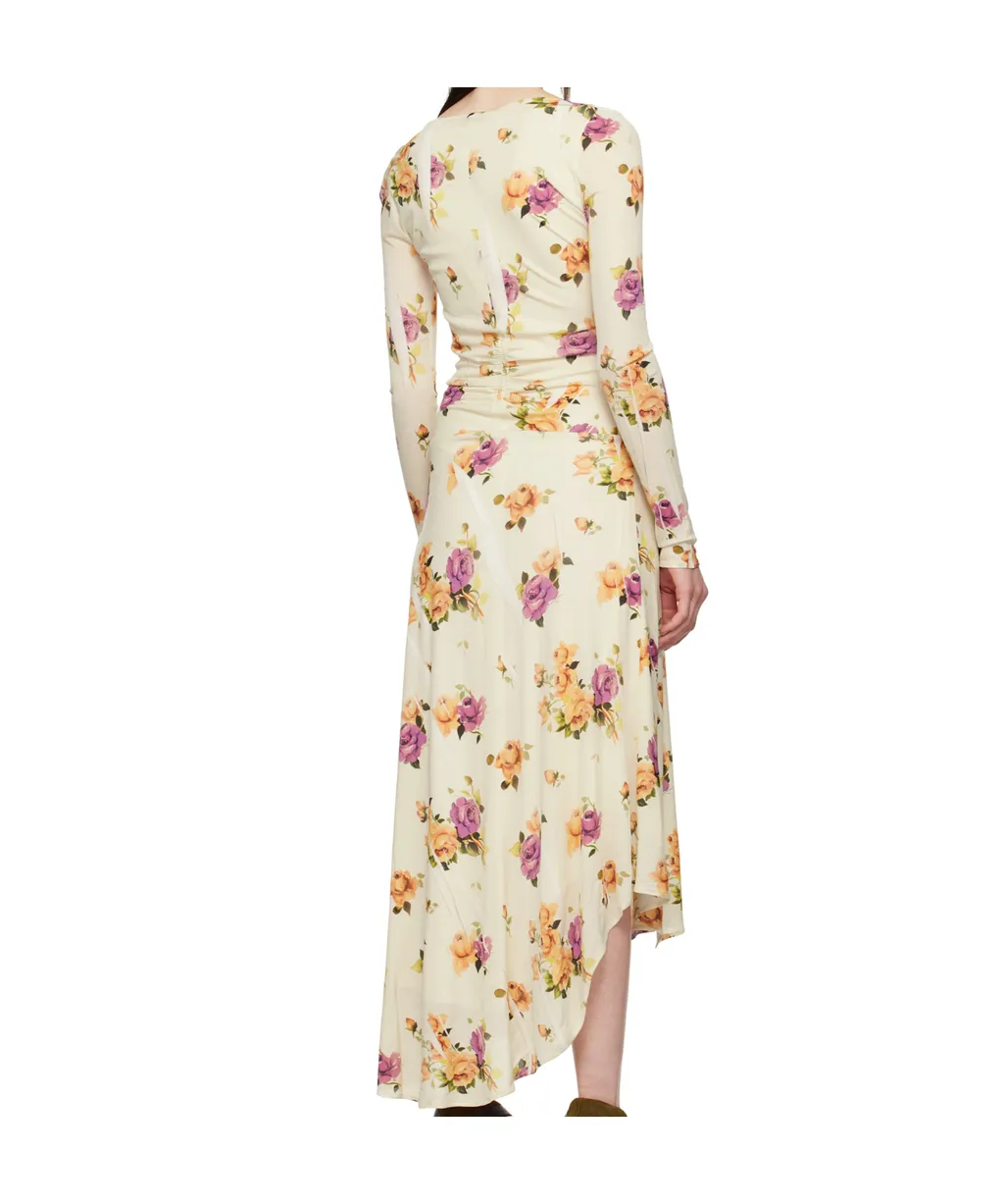 Floral-Printed Asymmetric Hem Dress