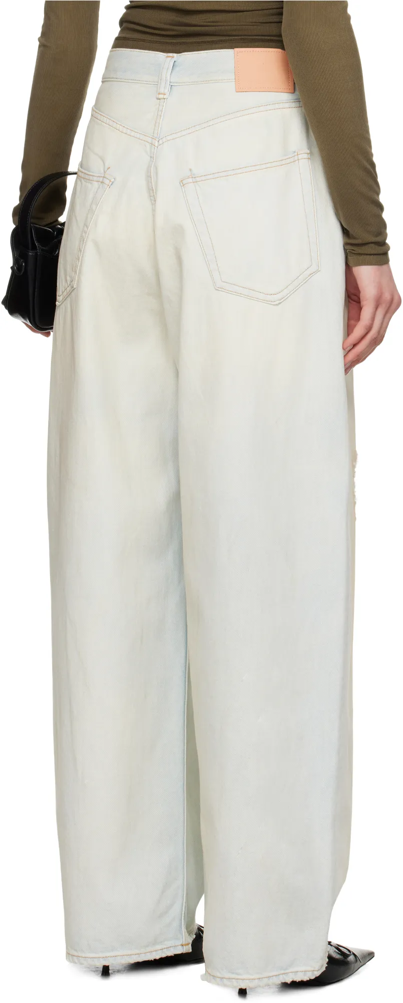 Distressed Wide-Leg Jeans