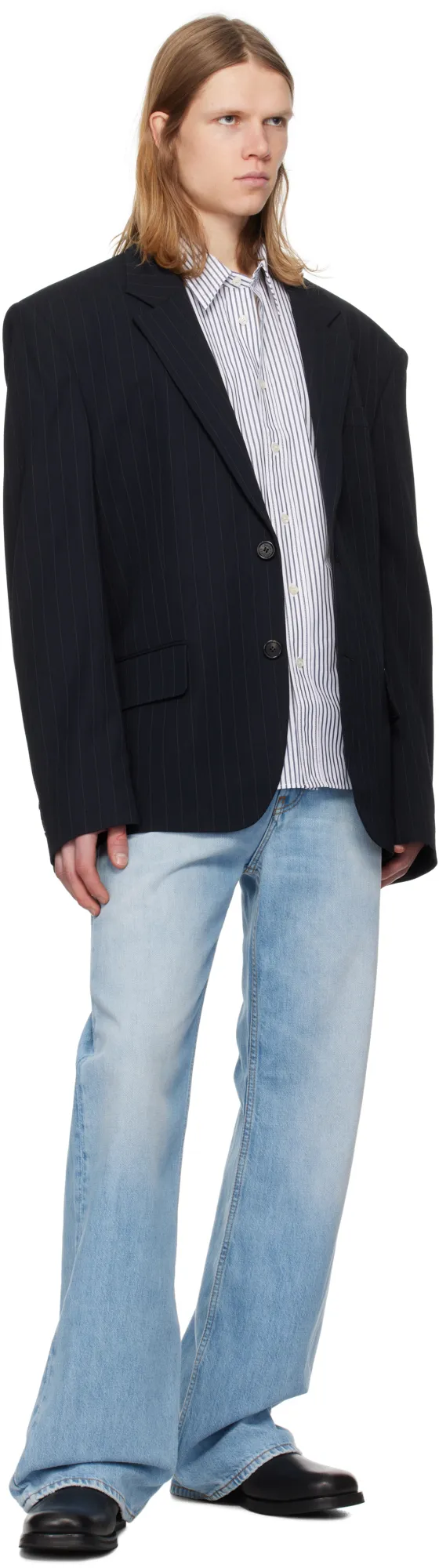 Striped Curved Hem Shirt