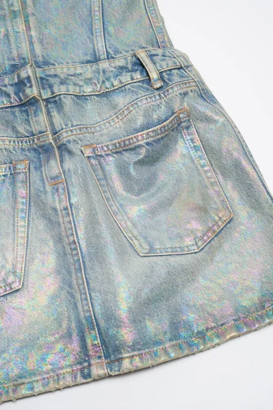 Coated Mini Denim Dress