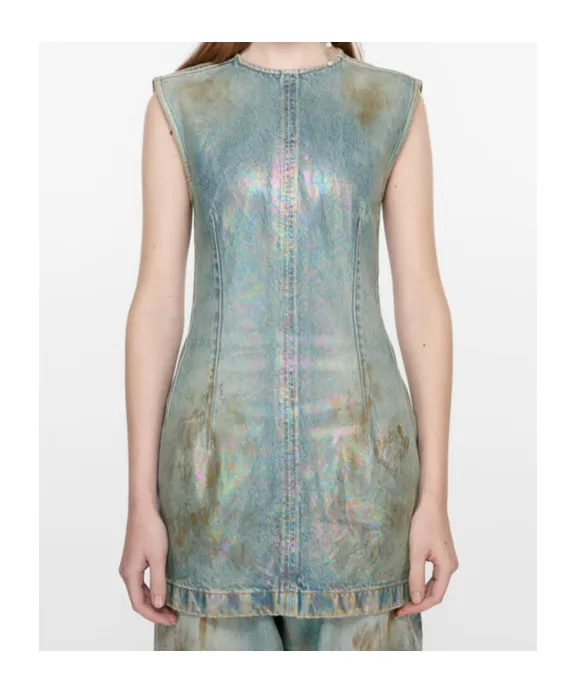 Coated Mini Denim Dress