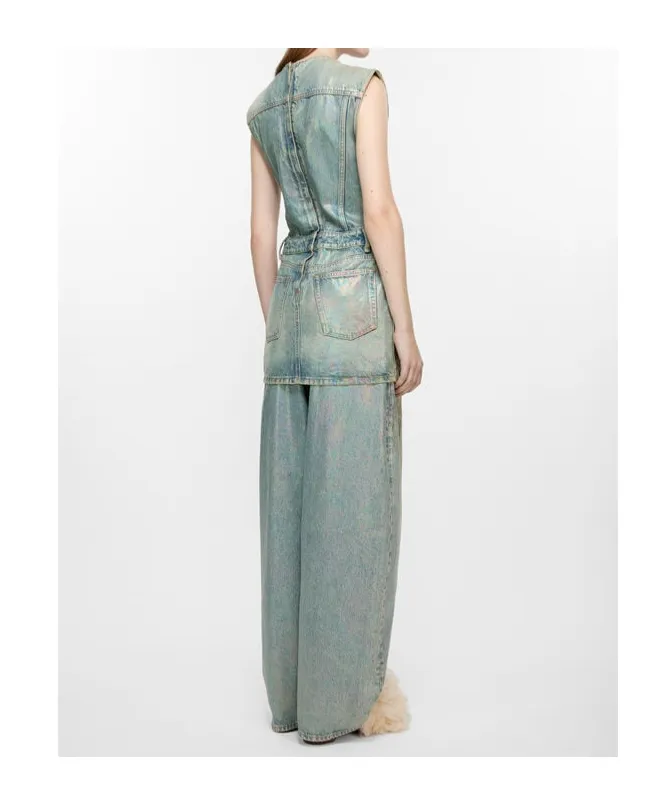 Coated Mini Denim Dress