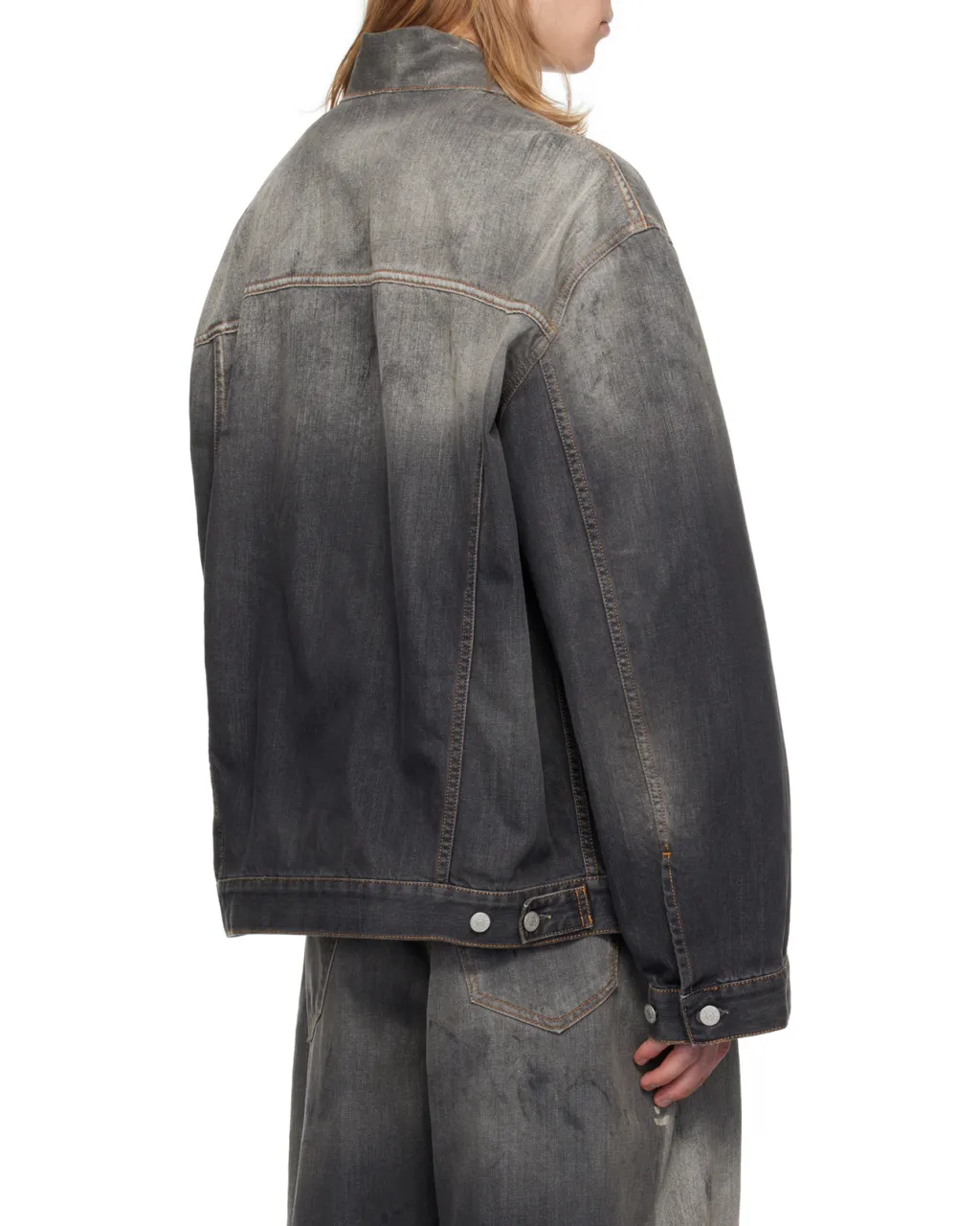 Button-Up Distressed Denim Jacket