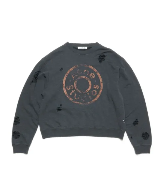 Distressed Logo Printed Sweatshirt