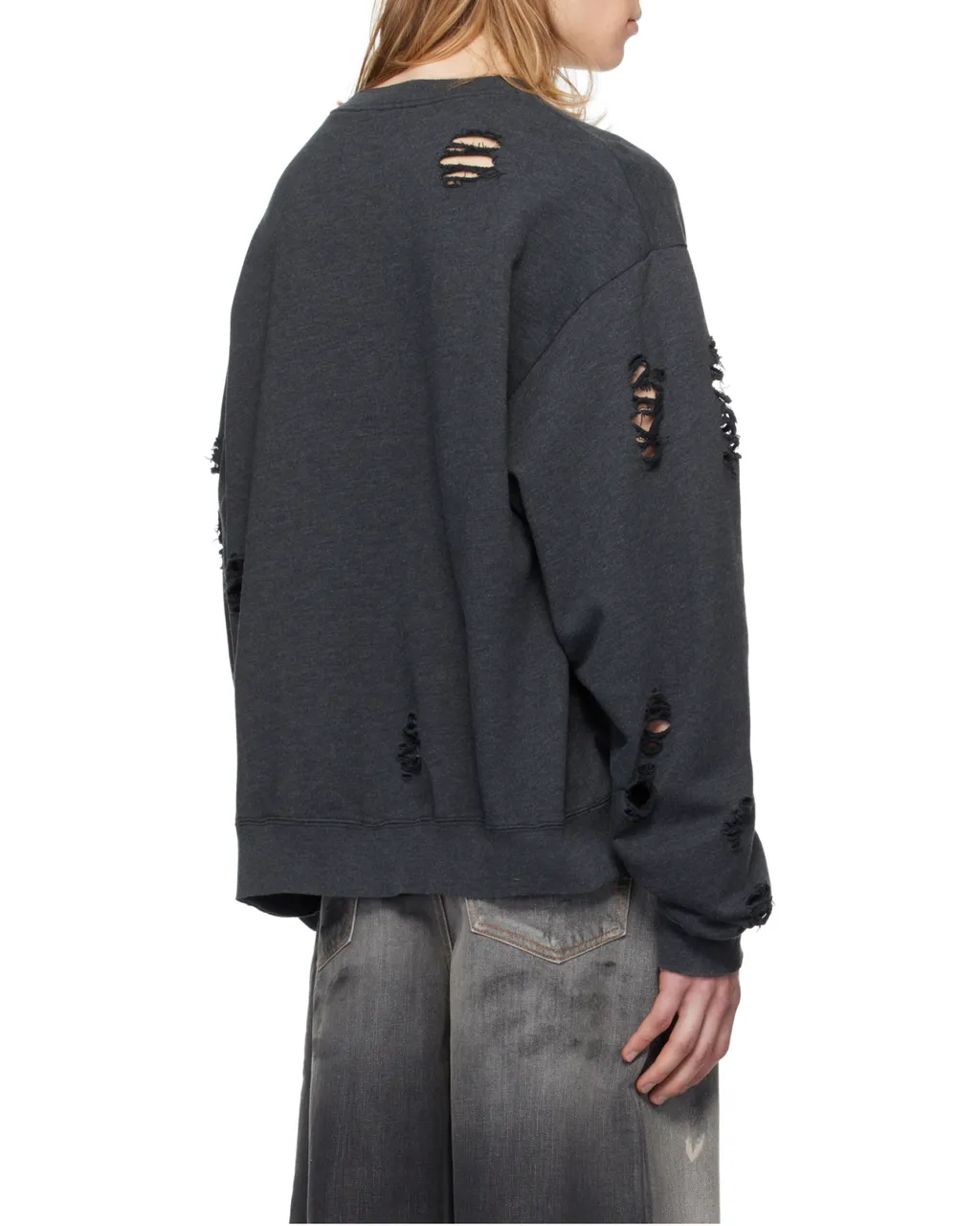 Distressed Logo Printed Sweatshirt