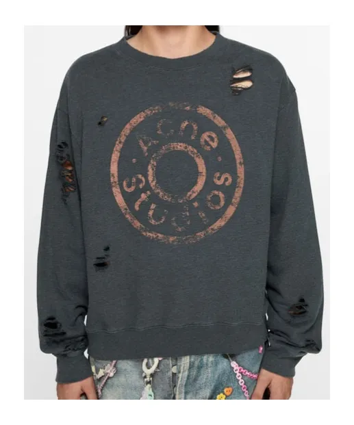 Distressed Logo Printed Sweatshirt