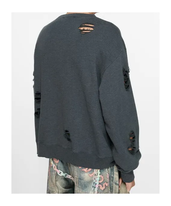 Distressed Logo Printed Sweatshirt