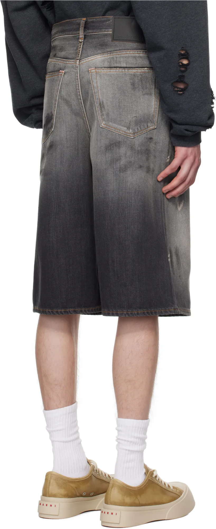 Wide Leg Denim Bermuda Shorts