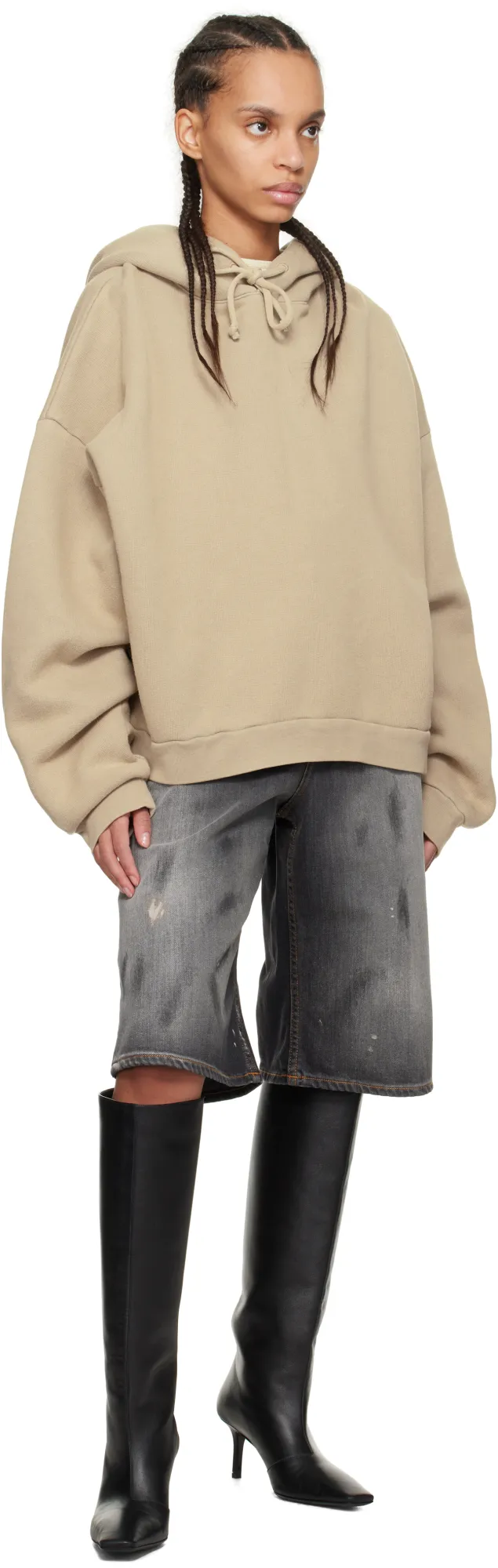Wide Leg Denim Bermuda Shorts