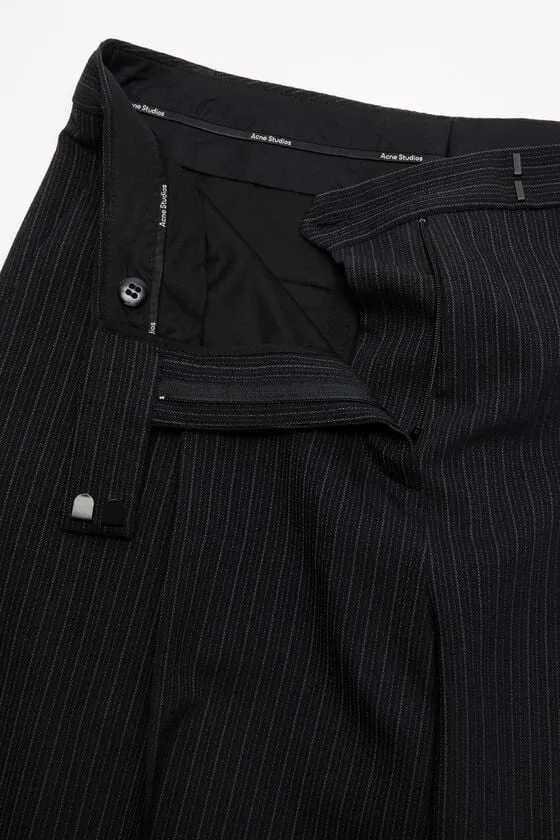 Pinstripe Print Wide-Leg Trousers