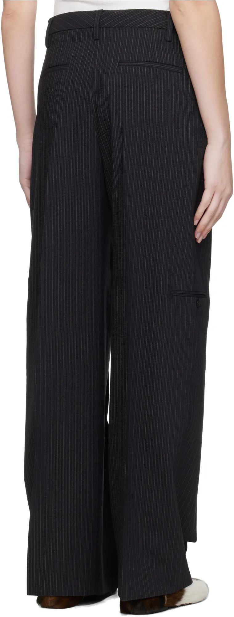 Pinstripe Print Wide-Leg Trousers
