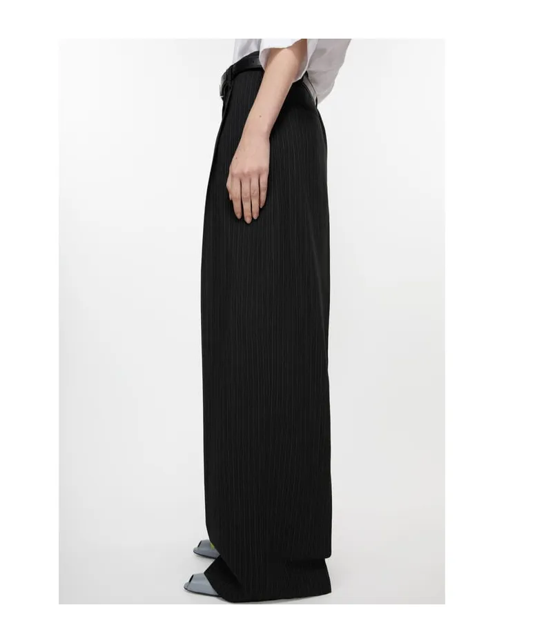 Pinstripe Print Wide-Leg Trousers