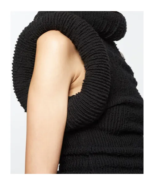 Asymmetric Rib-Knit Long Dress