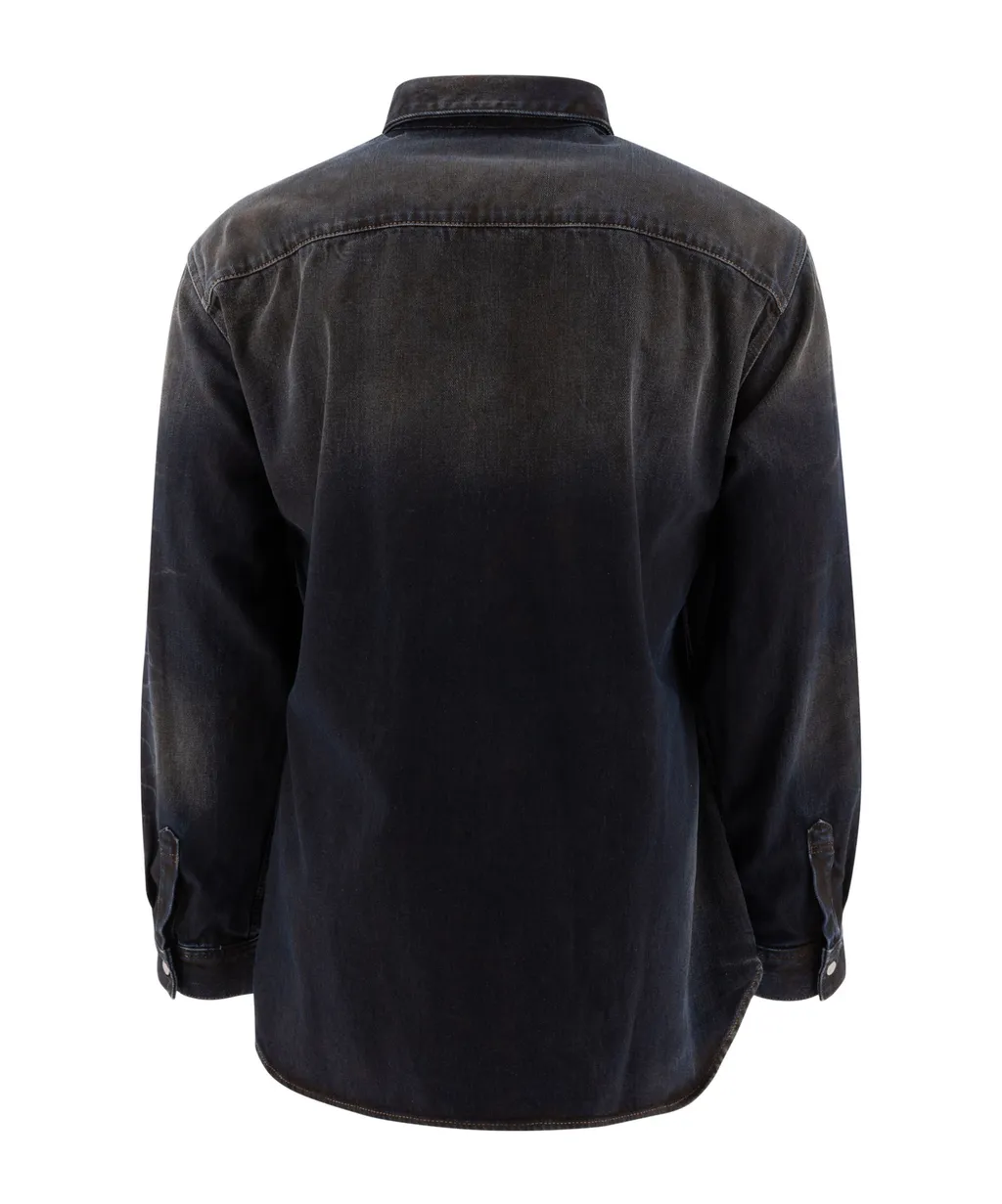 Collared Long-Sleeve Denim Shirt