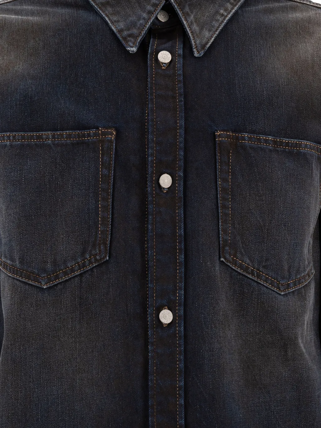 Collared Long-Sleeve Denim Shirt