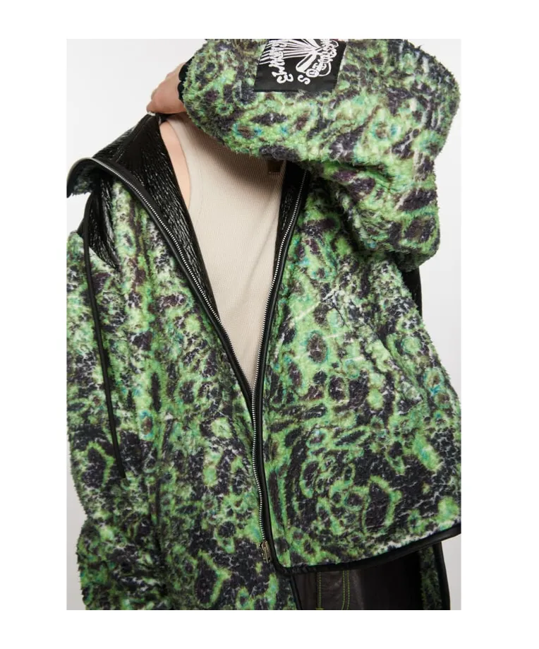 Printed Fleece Hooded Jacket