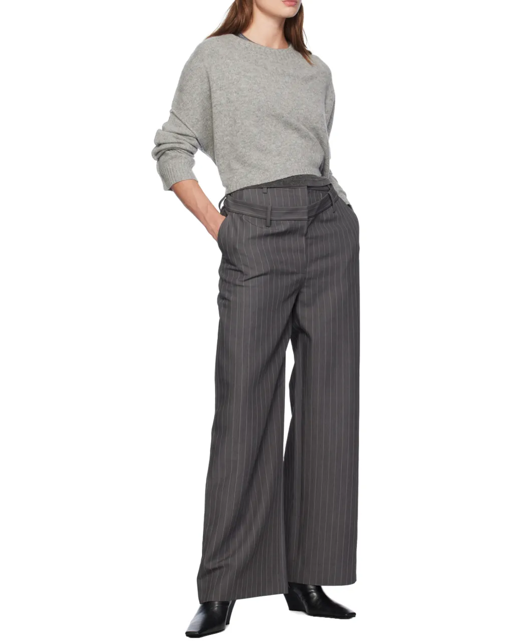 Deconstructed Pinstripe Trousers