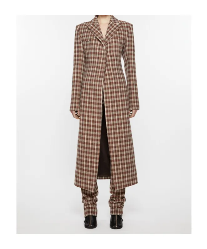 Check-Print Coat