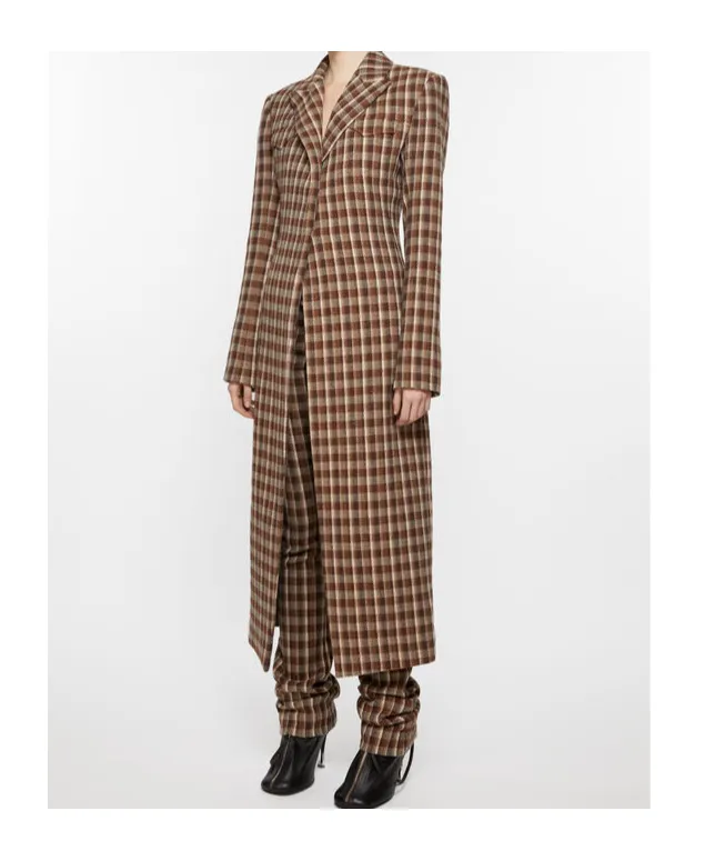 Check-Print Coat