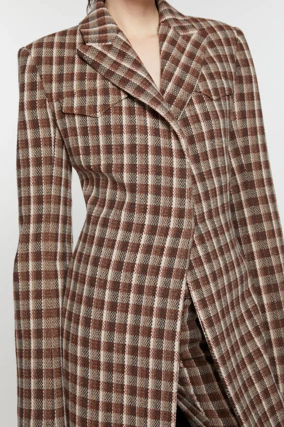 Check-Print Coat