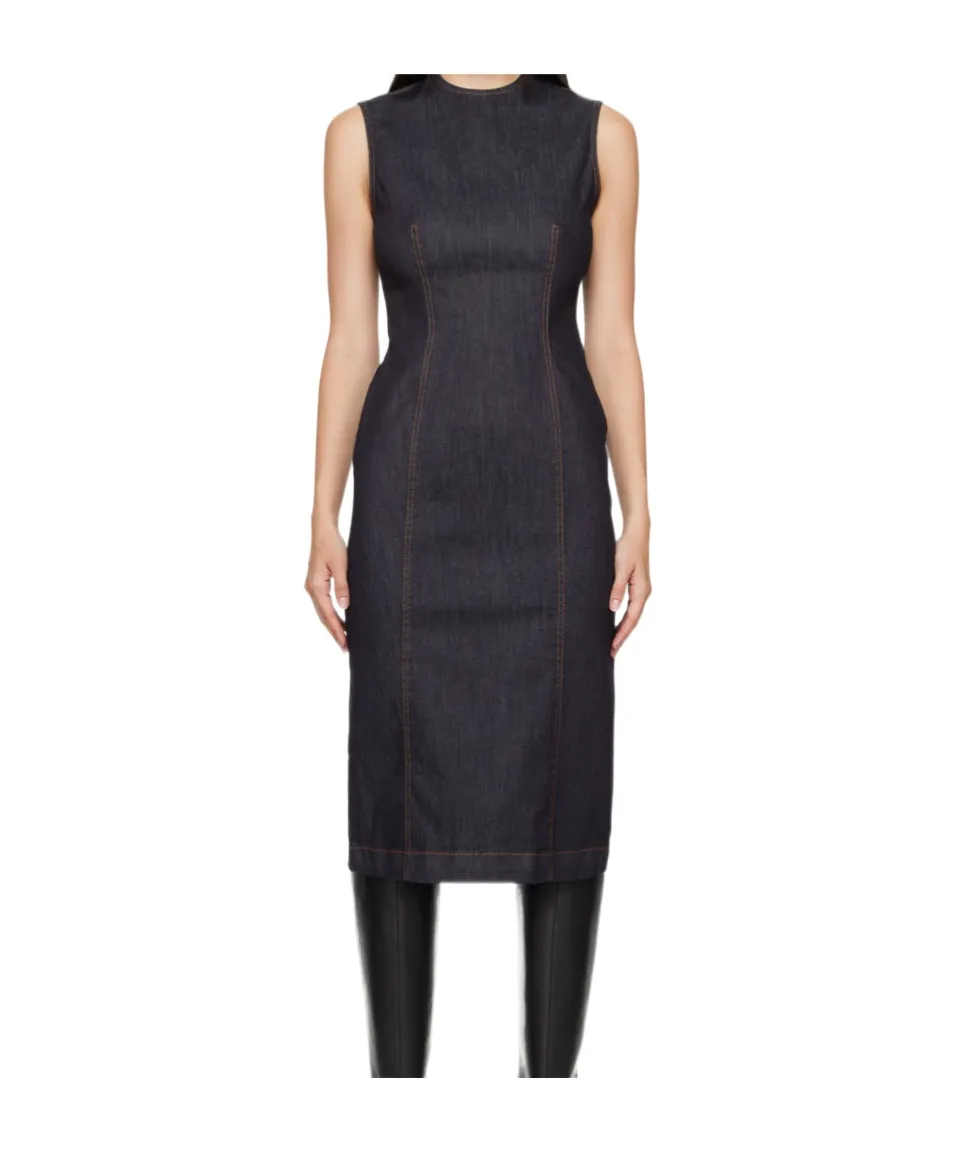Round-Neck Denim Dress