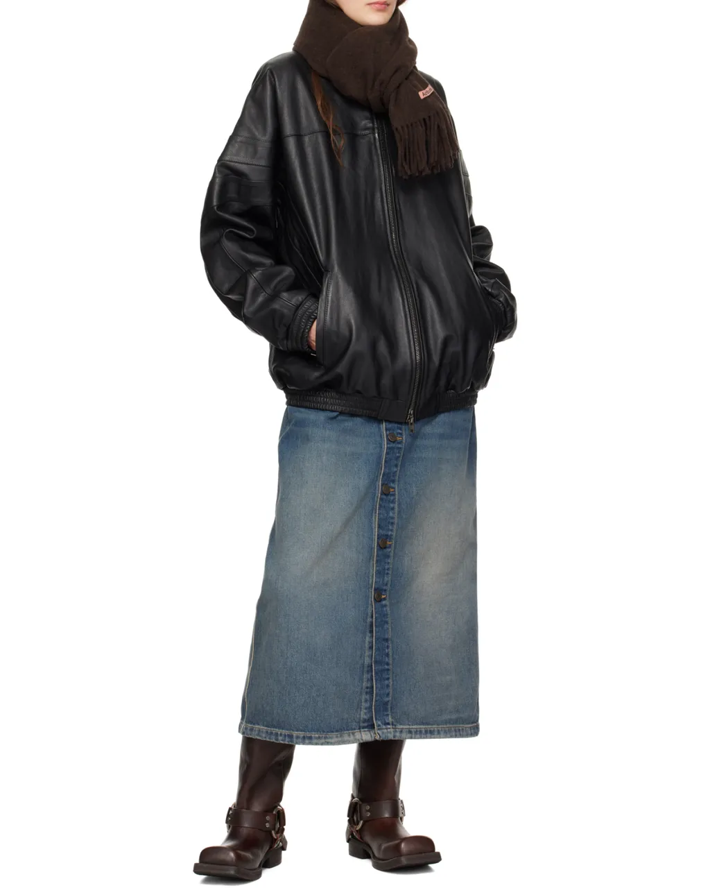 Logo Patch Fringed Edge Scarf