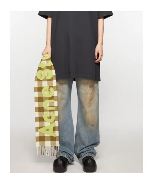 Jacquard-Logo Checked Scarf