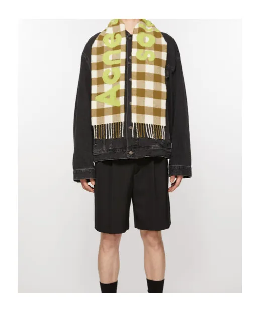 Jacquard-Logo Checked Scarf