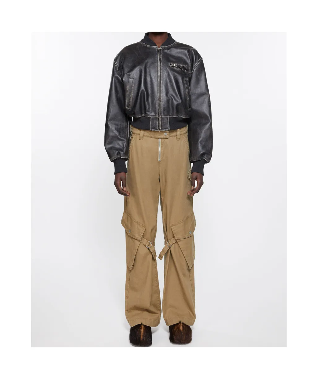 Straight Cotton Cargo Trousers
