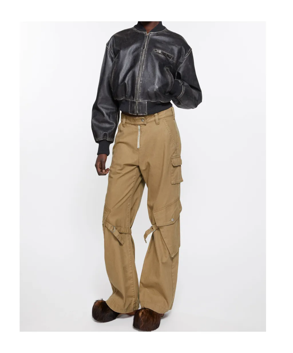 Straight Cotton Cargo Trousers