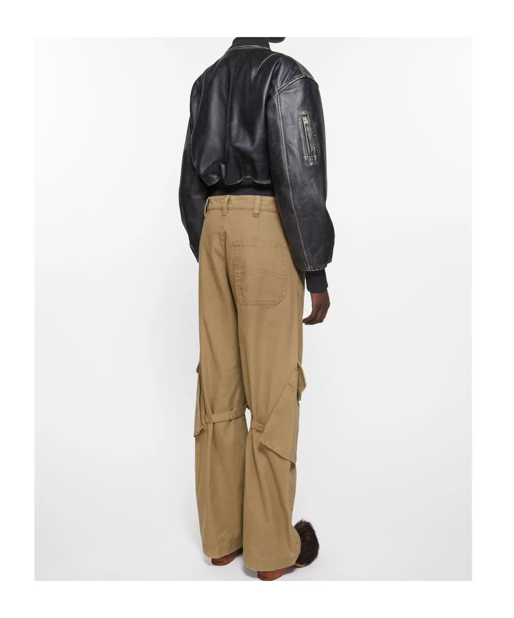 Straight Cotton Cargo Trousers