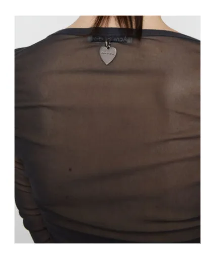 V-Neck Semi-Sheer Ruched Blouse