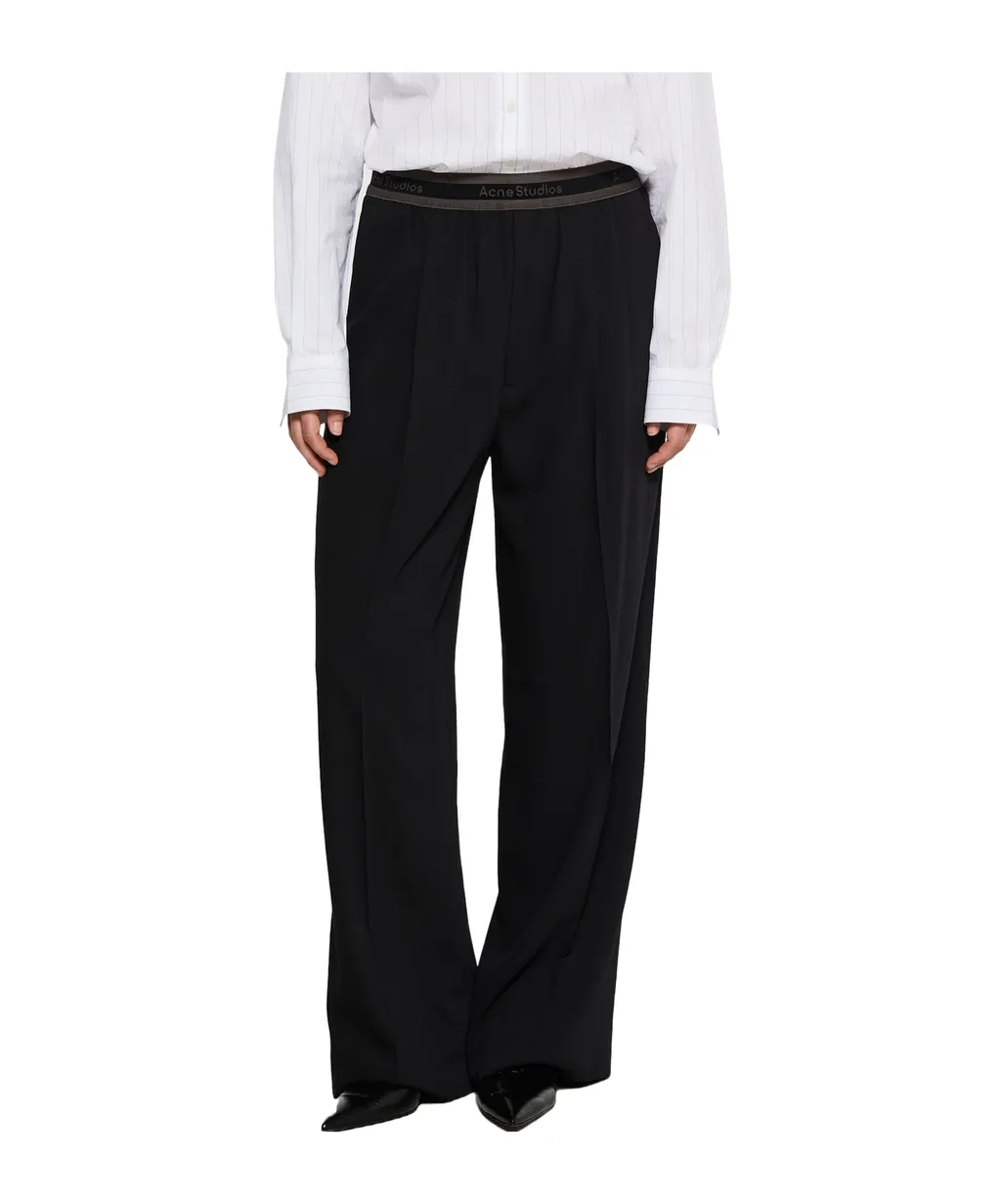 Pleated Straight-Leg Trousers