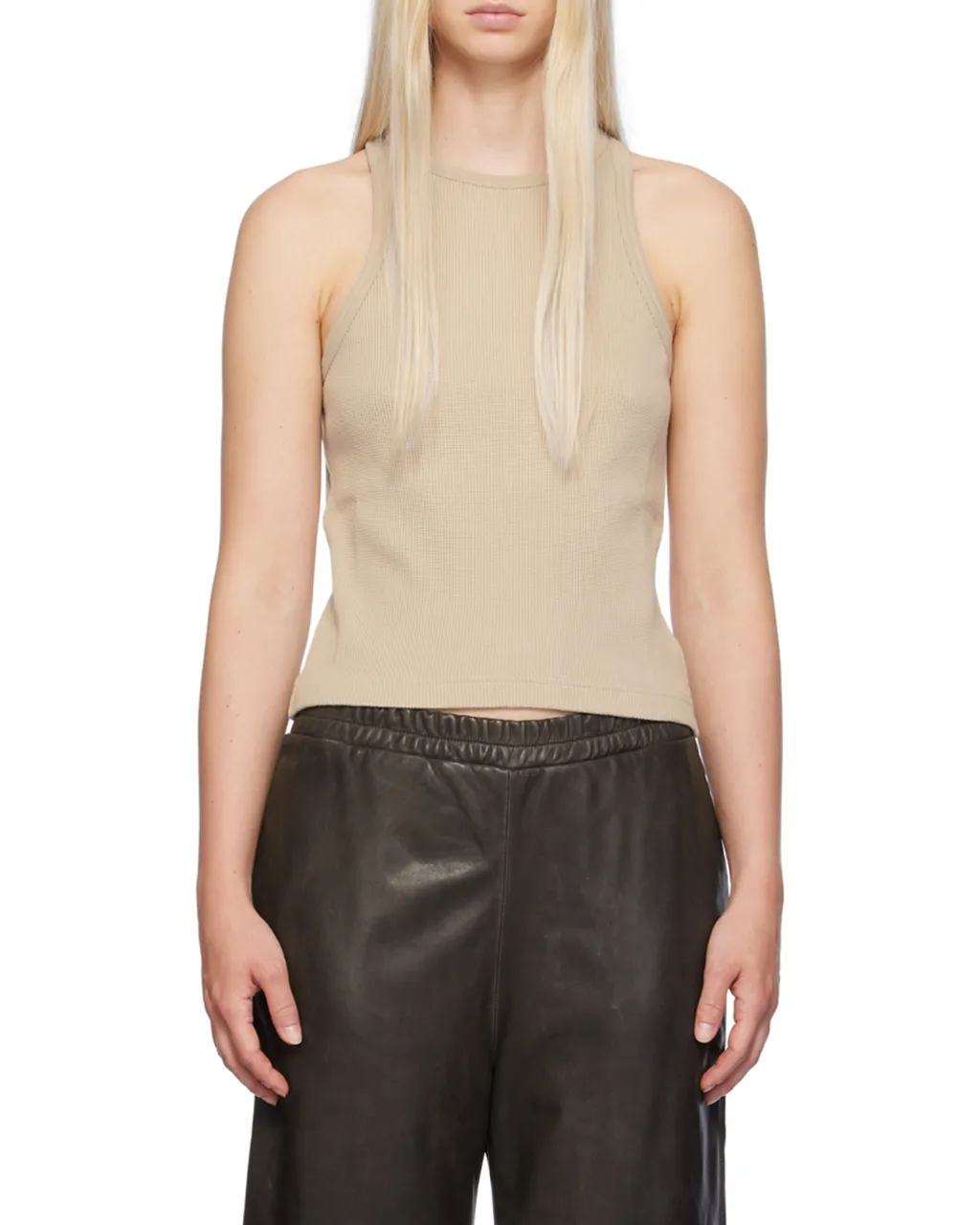 Waffle-Knit Cotton Tank Top